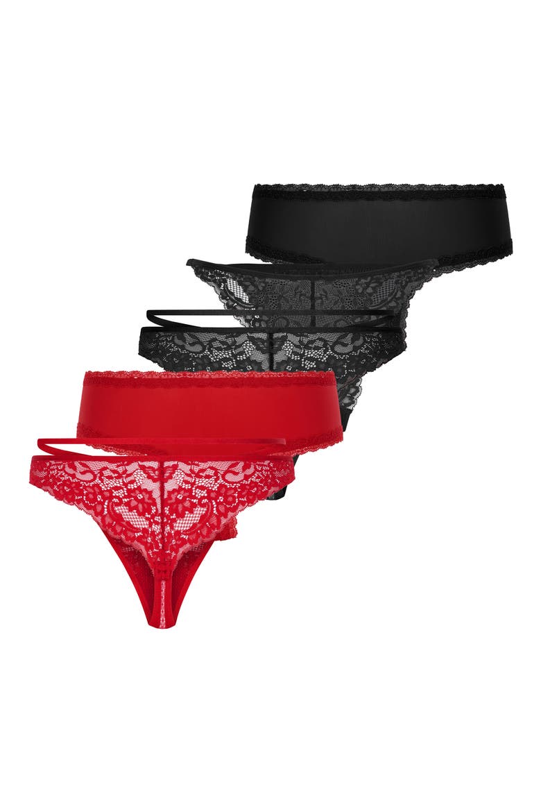 5-Pack Brazilian Panties, Alternate, color, CHILI PEPPER