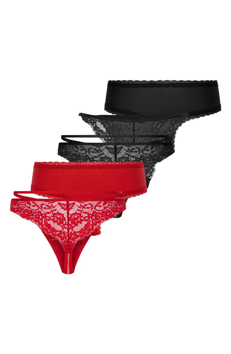 Hunkemöller 5-Pack Brazilian Panties, Alternate, color, Chili Pepper