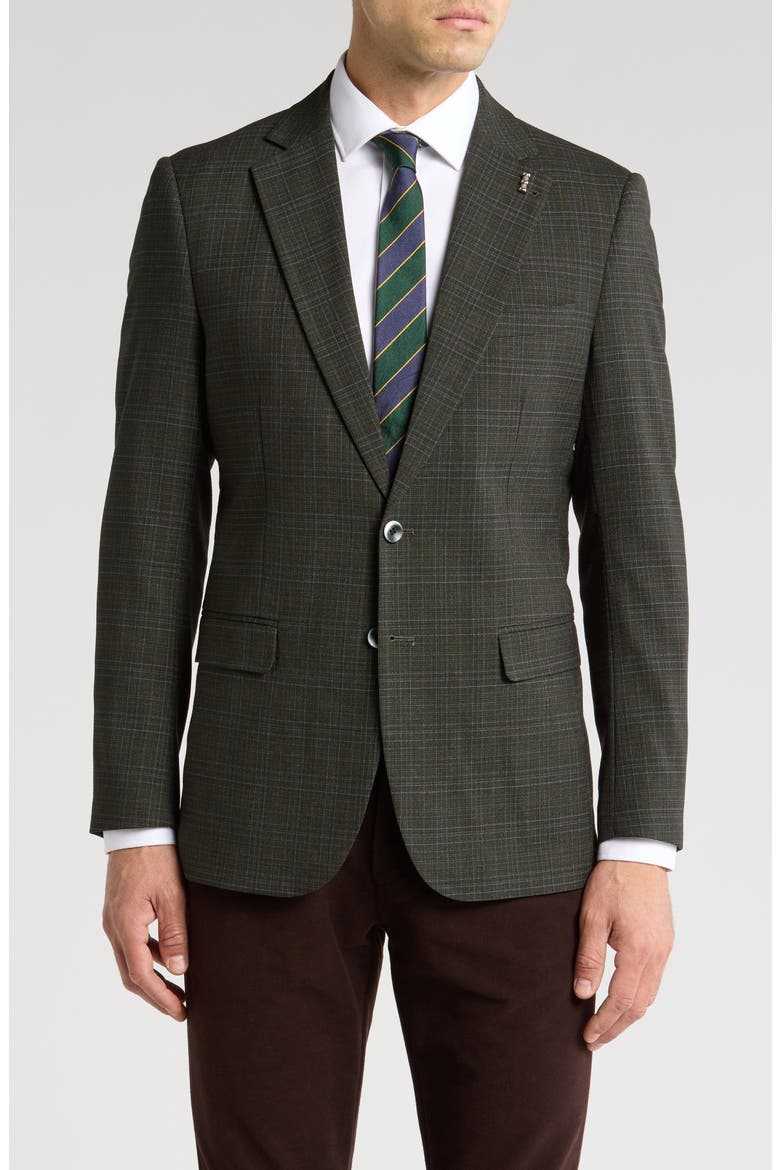 Slim Fit Plaid Blazer, Main, color, GREEN MULTI