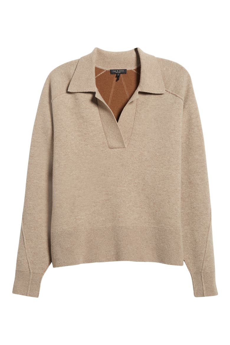 Bridget Wool Blend Polo Sweater, Alternate, color, OATMEAL