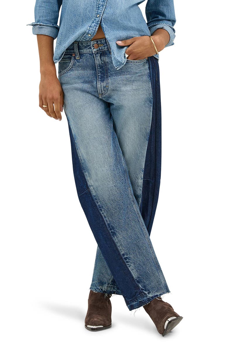 Lee Rider Low Slung Raw Hem Barrel Leg Jeans, Main, color, Blissful Blue