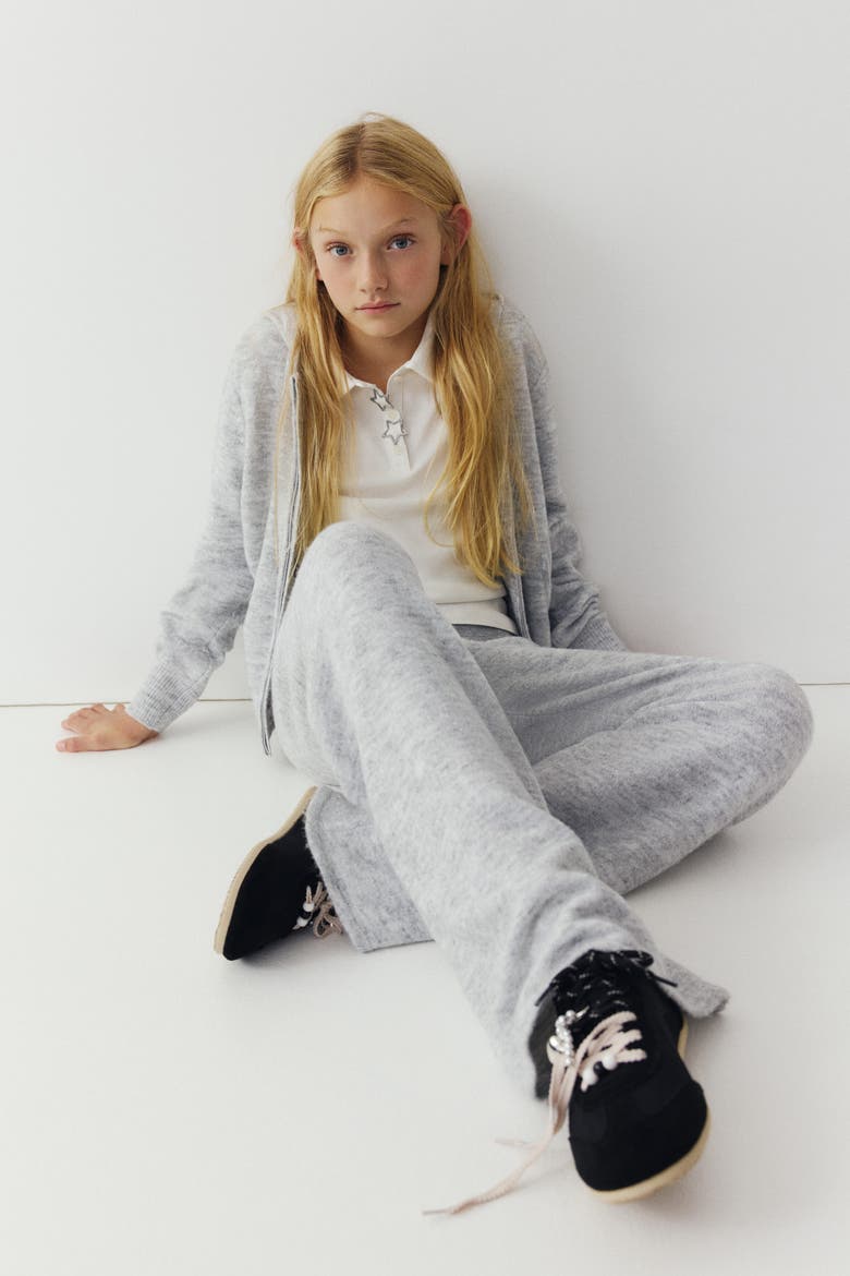 Fine-knit Joggers, Main, color, Light gray melange