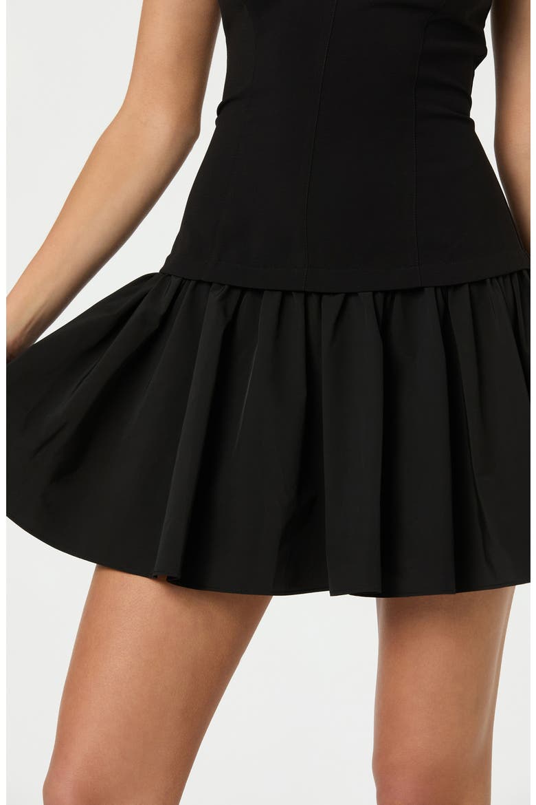 Strapless Mixed Media Minidress, Alternate, color, BLACK