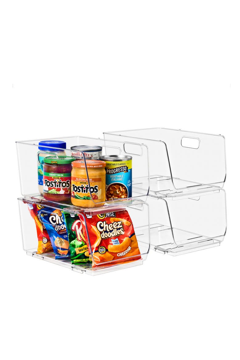 4-Pack Medium Open Front Stackable Storage Bins, Alternate, color, NO COLOR
