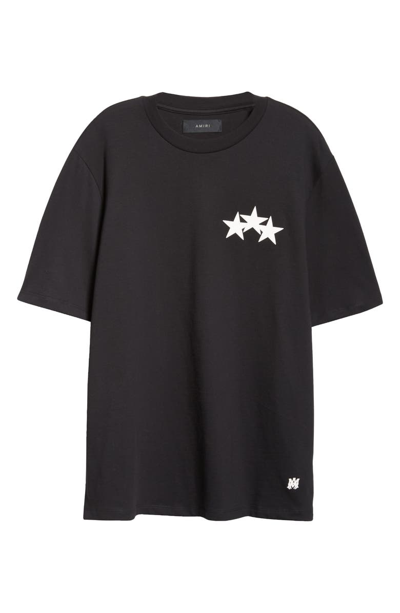 AMIRI 3-Star Appliqué Cotton T-Shirt, Alternate, color, Black