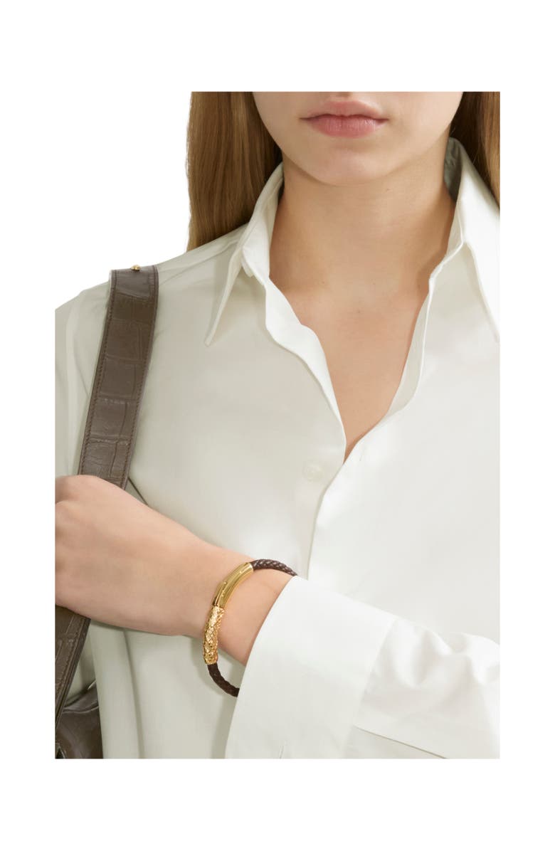 Burberry Leather Check Bracelet, Alternate, color, Gold/Military Brown