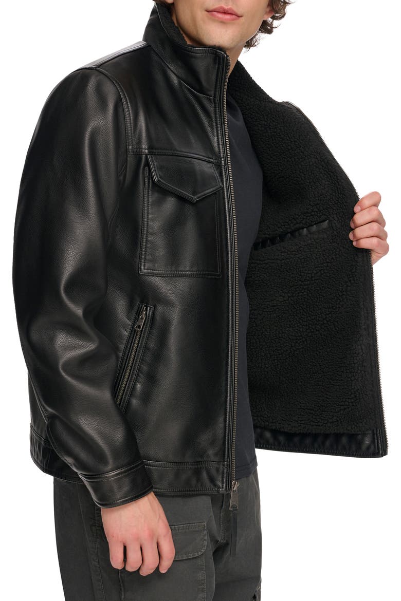Faux Shearling Lined Rancher Jacket, Alternate, color, BLACK