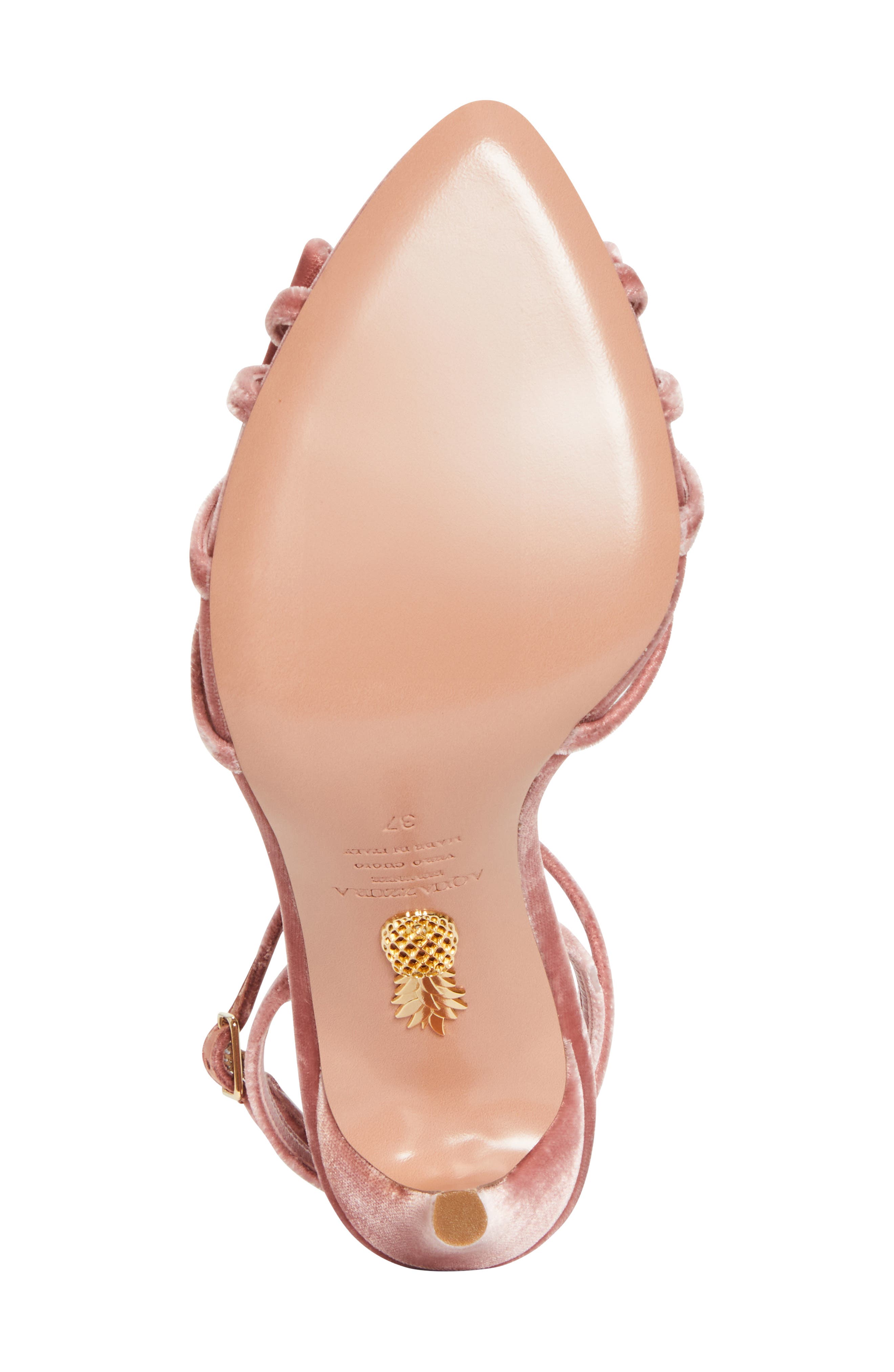 Aquazzura Black Tie Ankle Strap Sandal, Alternate, color, Antique Rose