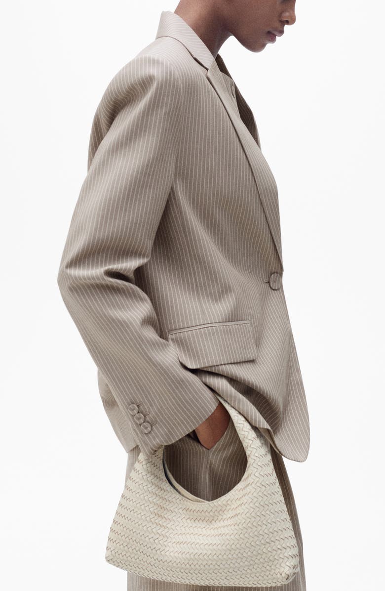 MANGO Vivian Pinstripe Blazer, Alternate, color, Medium Brown