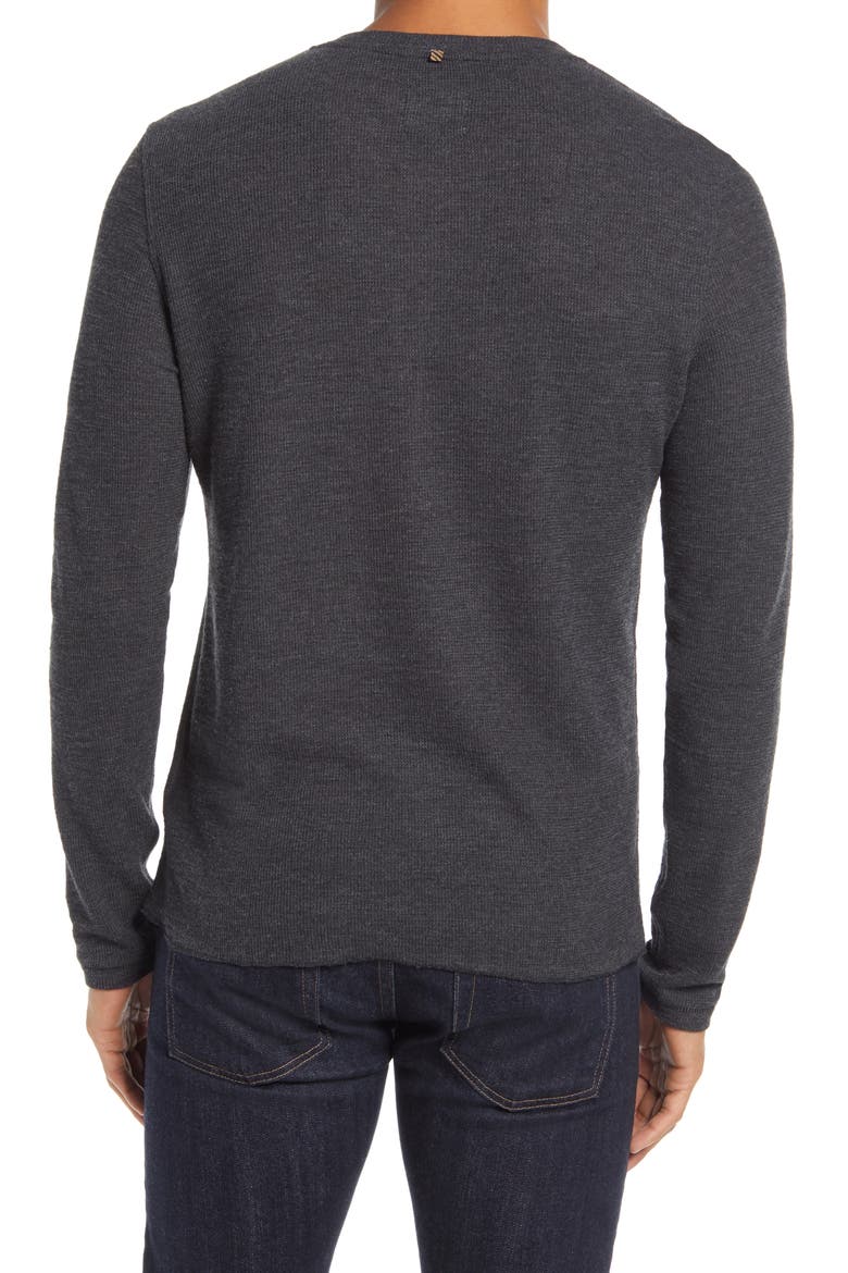 Thermal Knit Cotton Blend Henley, Alternate, color, BLACK