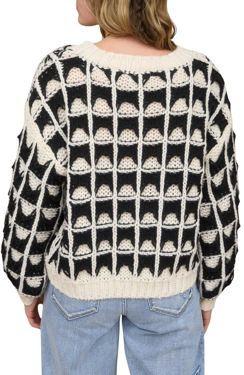 Blu Pepper Open Stitch Sweater, Alternate, color, Black