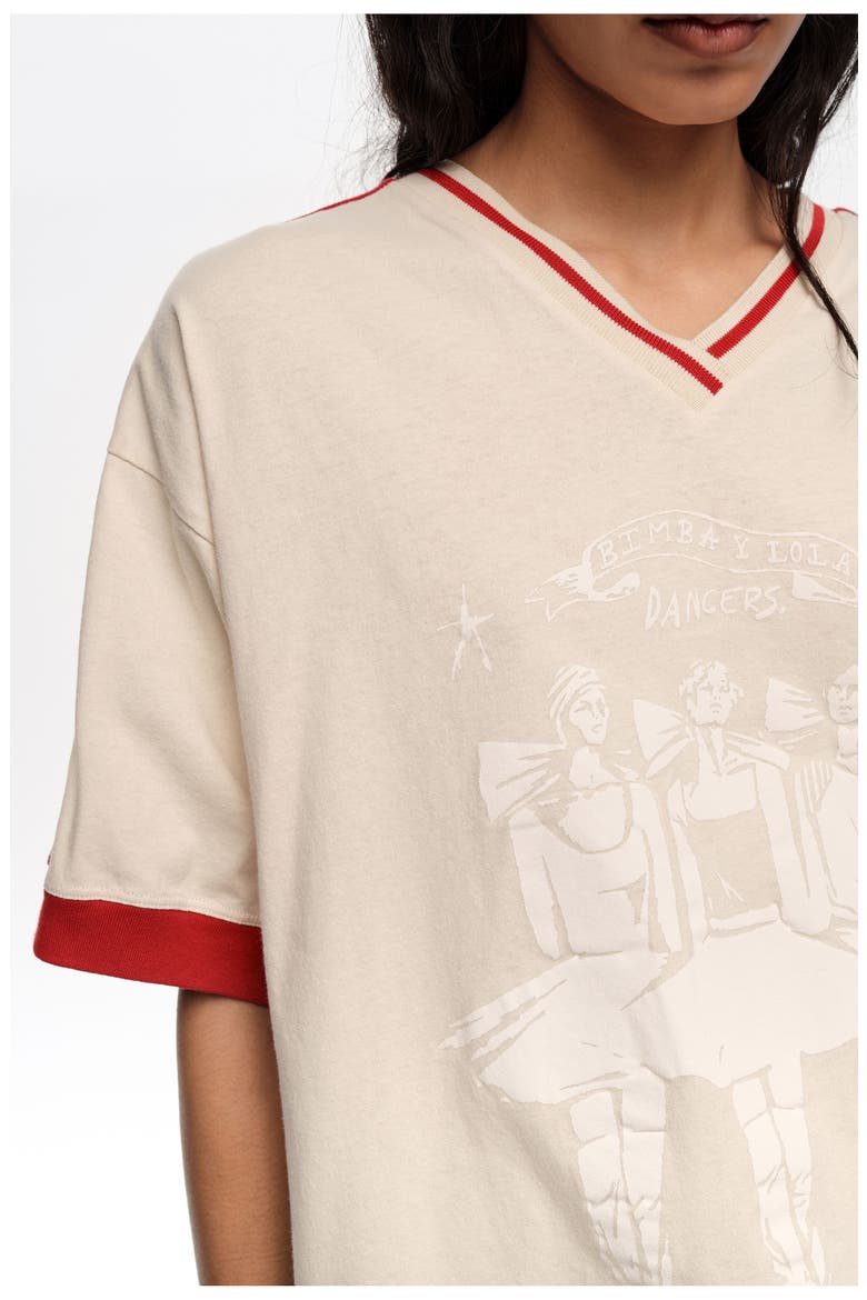 V-Neckline Dancers Logo T-Shirt, Alternate, color, IVORY
