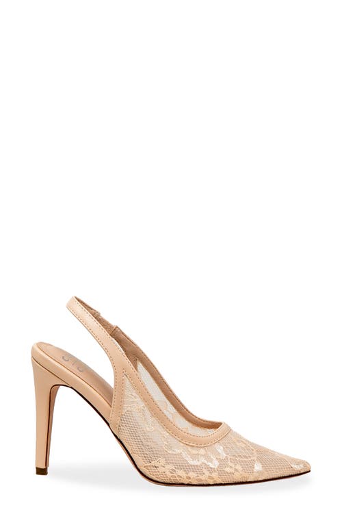 Chase & Chloe Chase And Chloe Bethany Floral Lace Slingback Pump In Neutral