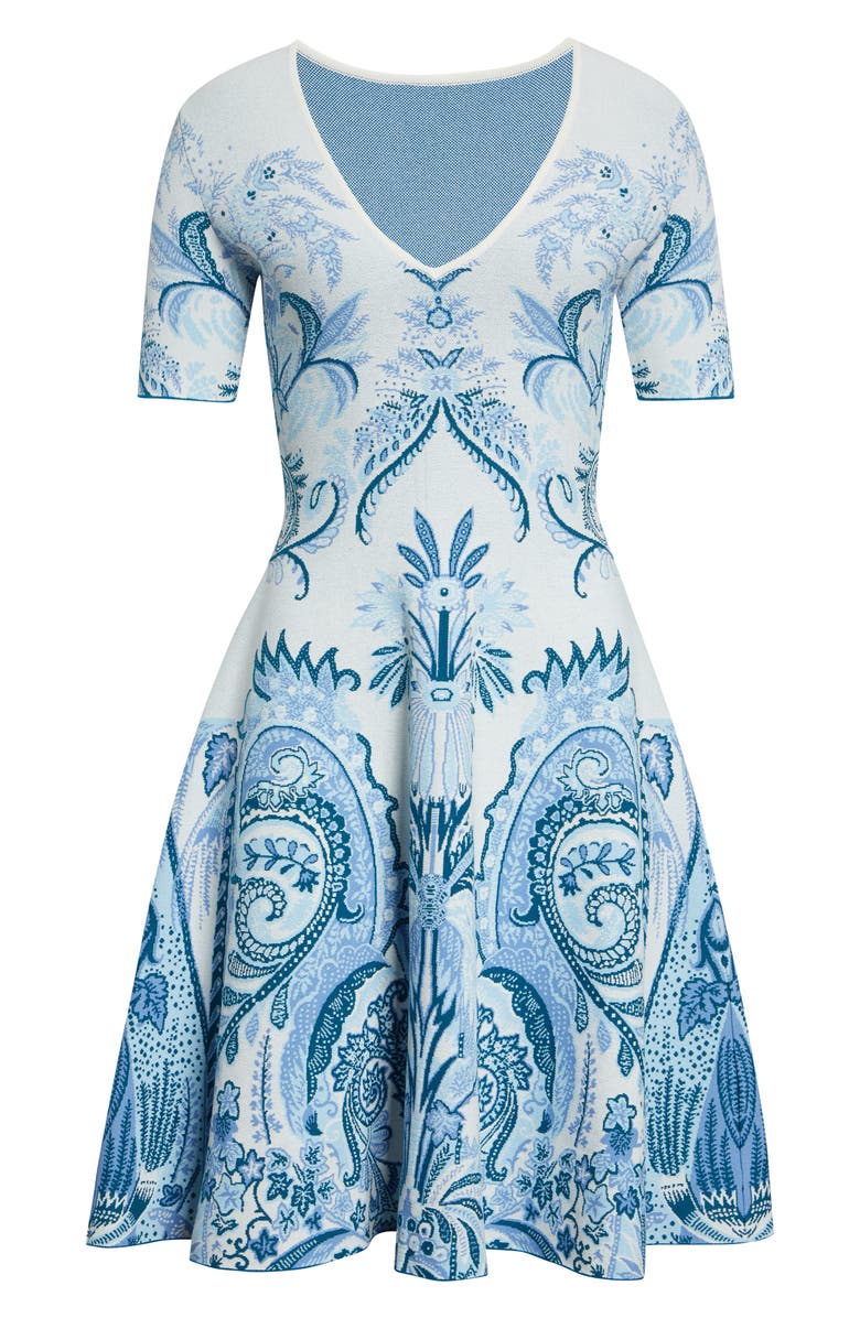 Etro Paisley Double Knit Jacquard Sweater Dress, Alternate, color, Sugar Paper Blue