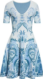 Etro Paisley Double Knit Jacquard Sweater Dress