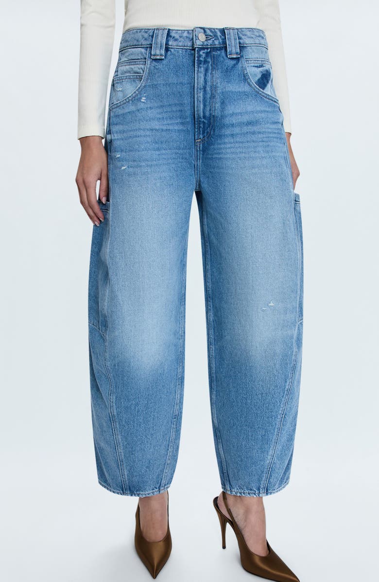 Pistola Gio High Waist Crop Barrel Leg Cargo Jeans, Alternate, color,