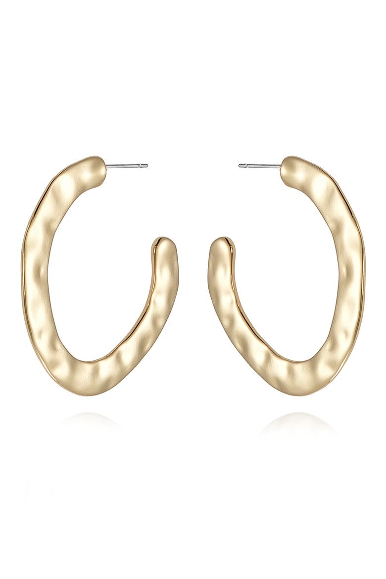 Hammered Hoop Earrings, Alternate, color, GOLD