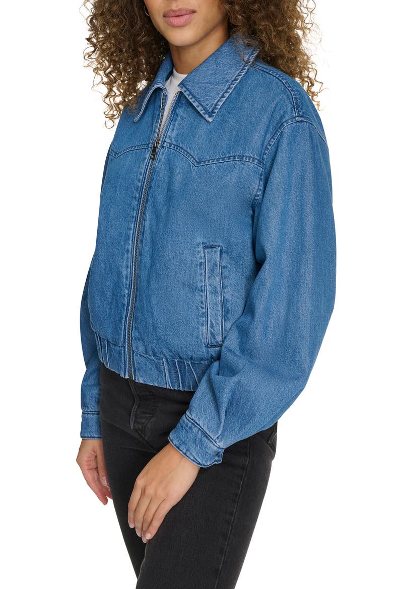 Western Denim Bomber Jacket, Alternate, color, MEDIUM WASH DENIM