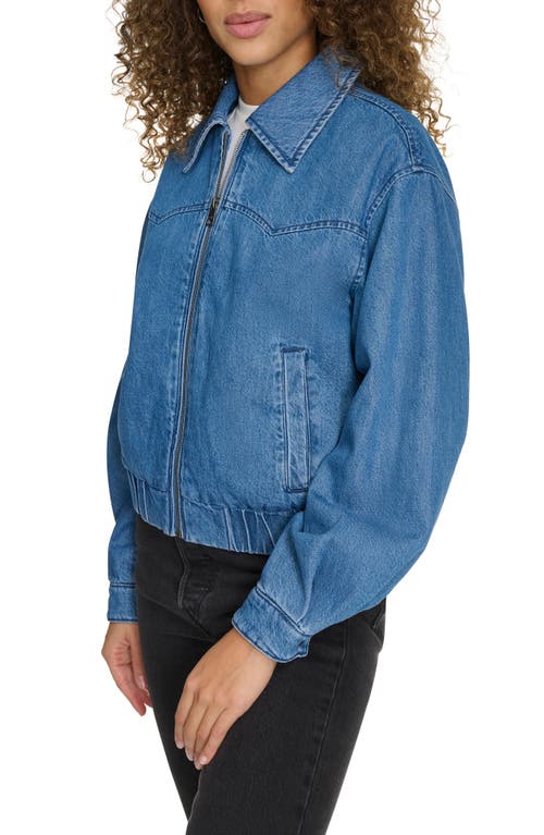 Levi's Women's Western Zip-front Denim Bomber Jacket In Medium Wash Denim