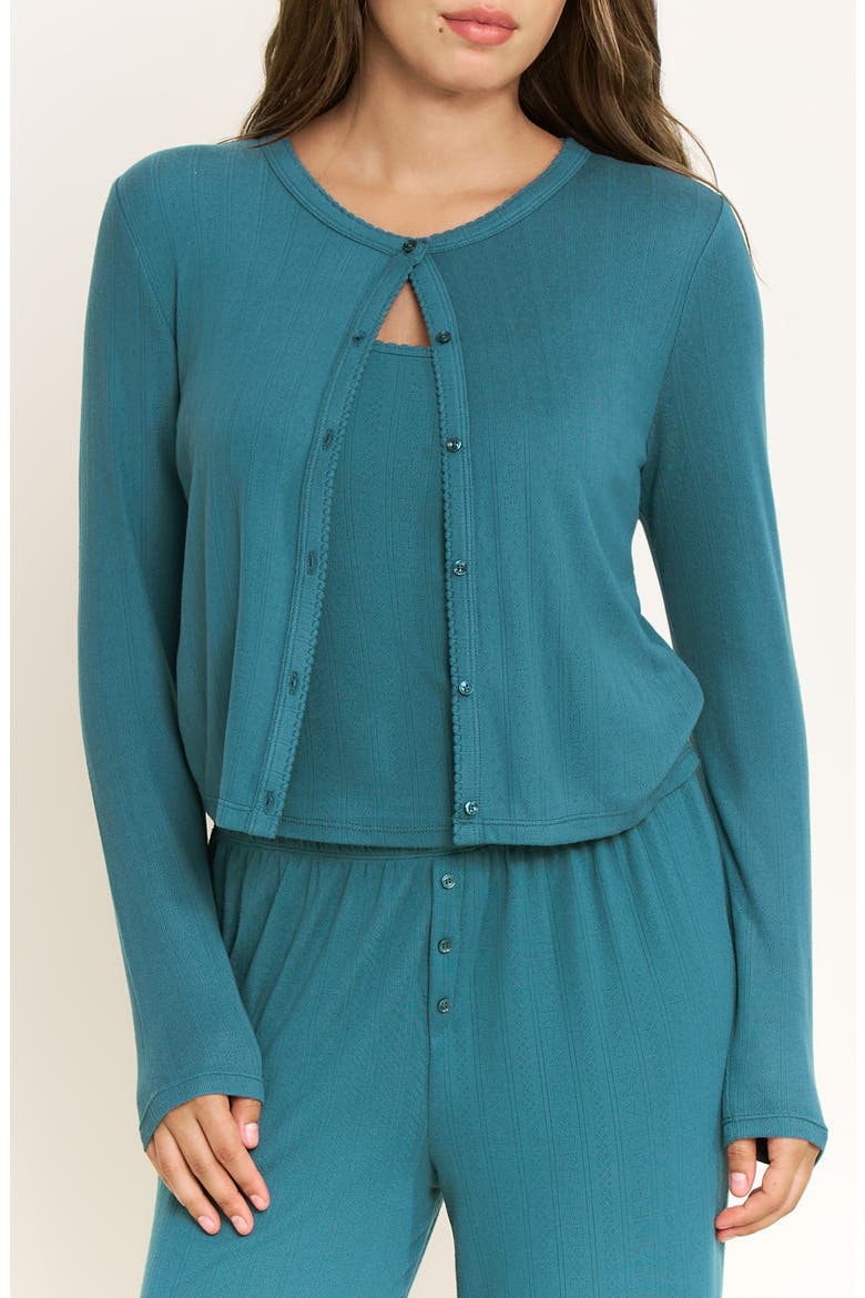 Blissful Pointelle Cardigan, Main, color, BLUEGRASS