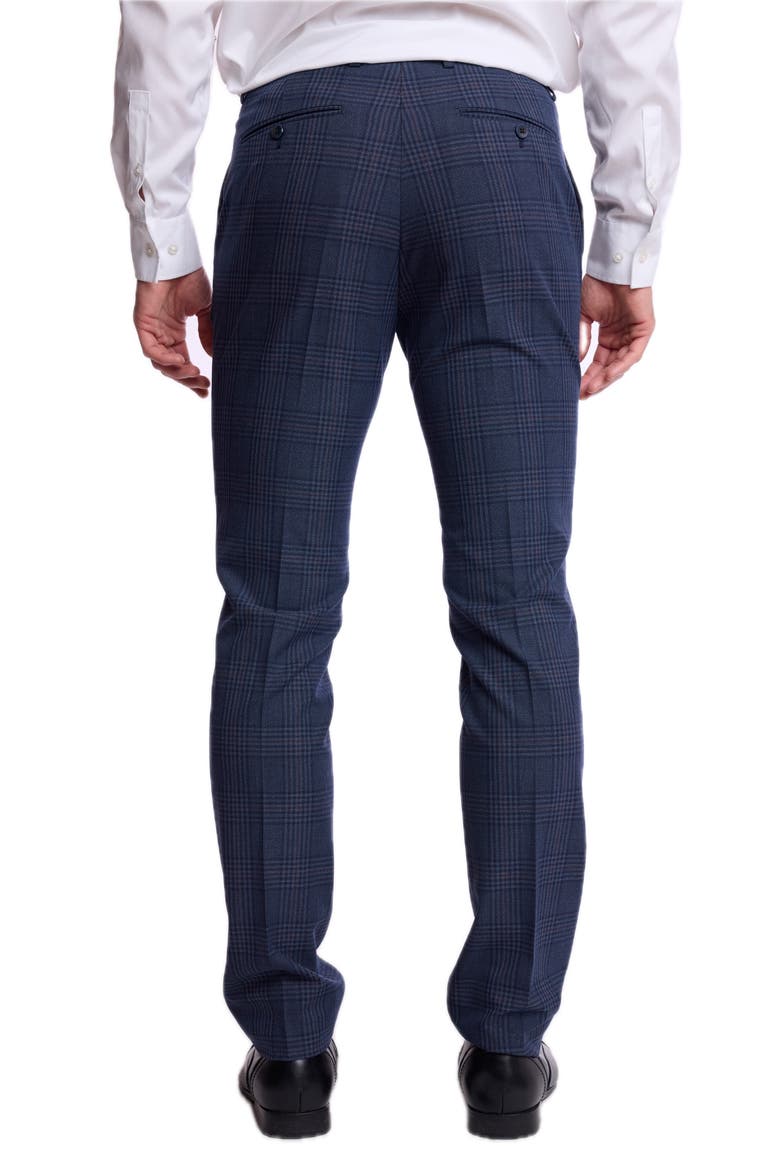 Downing Slim Fit Plaid Stretch Pants, Alternate, color, NAVY BURGUNDY PLAID