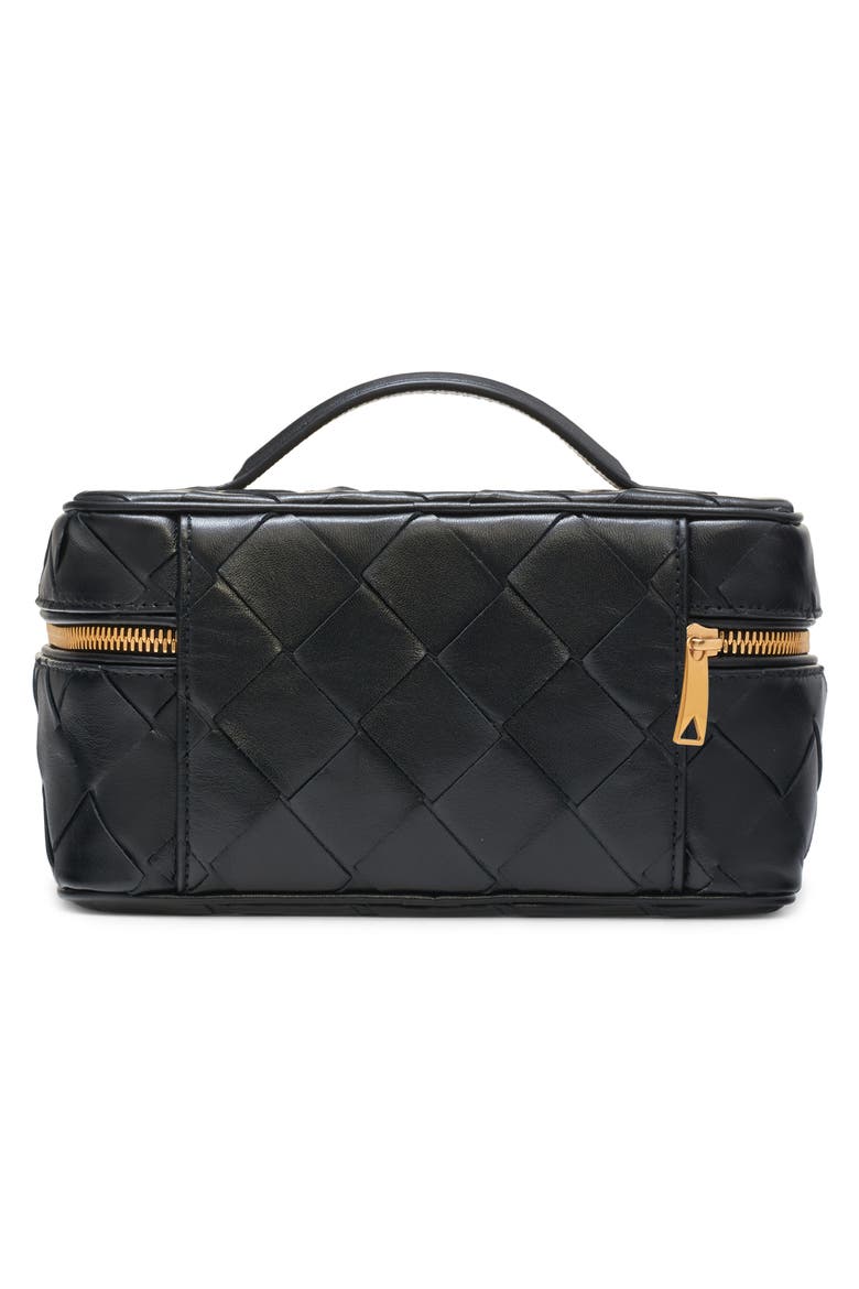 Intrecciato Leather East/West Vanity Case, Alternate, color, BLACK-GOLD