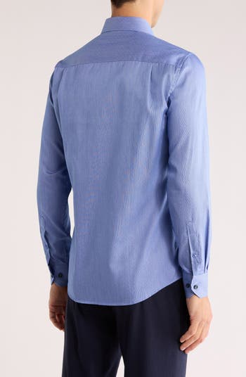 Duchamp Men's Tailored Fit Stretch Dress Shirt - Pink - Casual Shirts