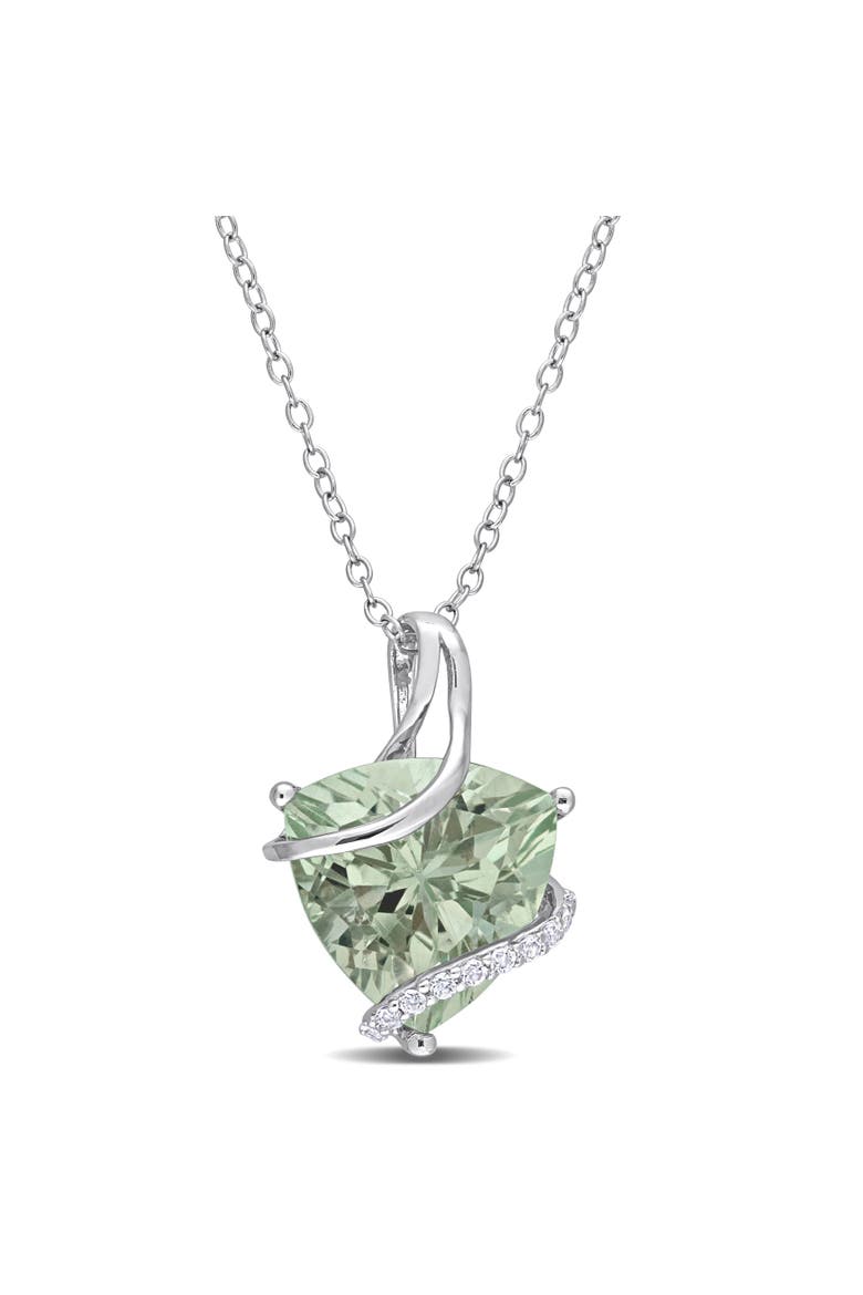 Gemstones & White Topaz Trilliant Necklace, Main, color, Green Quartz