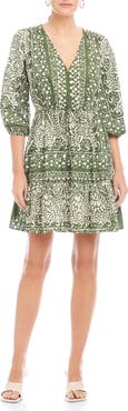 FIFTEEN TWENTY Tasha Drawstring Waist Tiered Cotton Dress