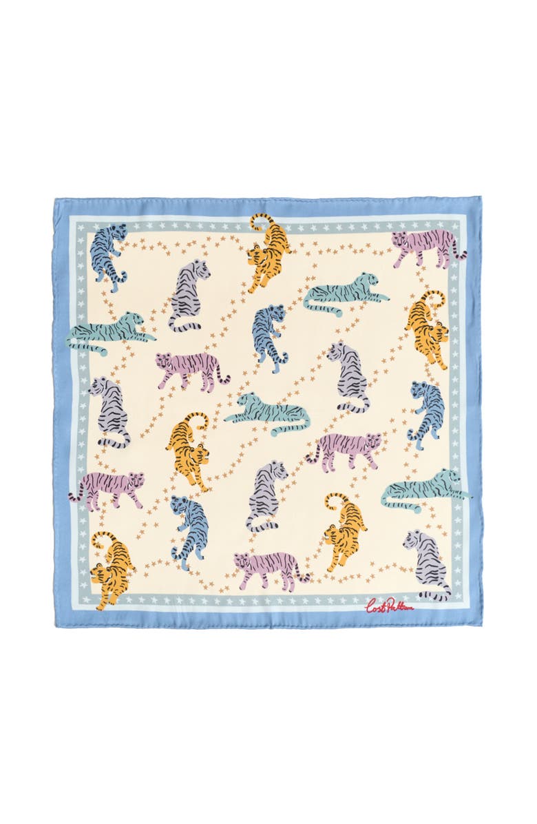 Lost Pattern NEON TIGERS SILK POCKET SQUARE, Main, color, Blue