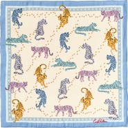 Lost Pattern Neon Tigers Silk Pocket Square