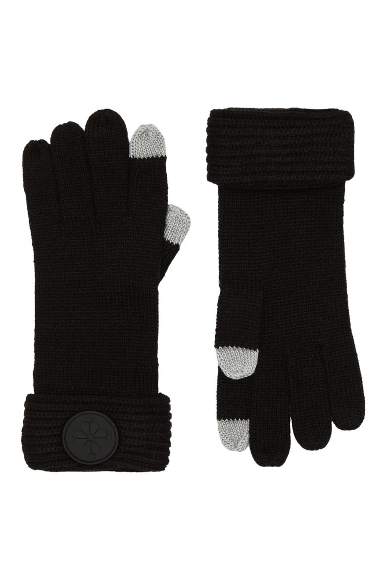 logo waffle gloves, Main, color, BLACK
