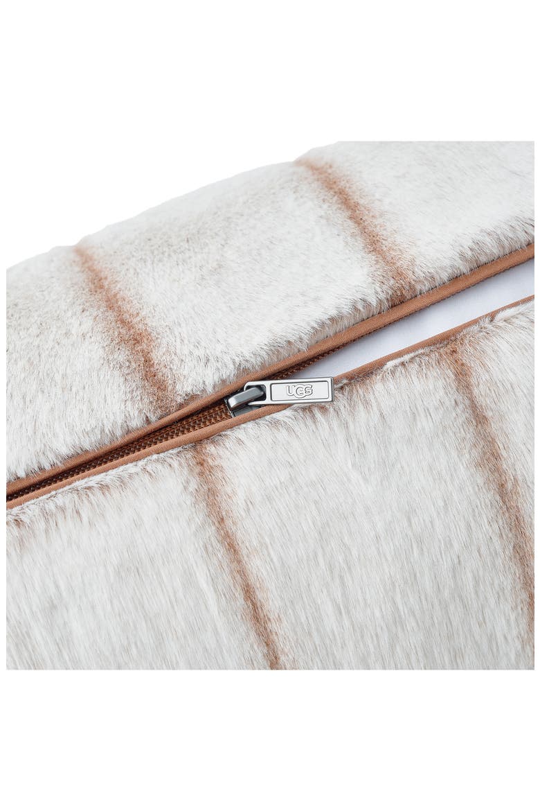 Stasia Faux Fur Bolster Pillow, Alternate, color, WHITE/ SANDALWOOD