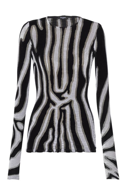 Zebra-print velvet bodycon top
