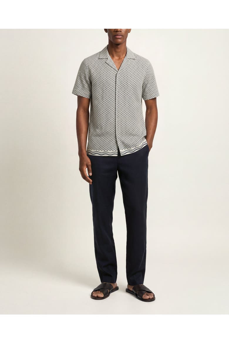 Maitan Linen Printed Linen Shirt In White Sand And Night Iris, Main, color, White Sand/Night Iris