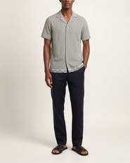 Orlebar Brown Maitan Linen Printed Linen Shirt In White Sand And Night Iris