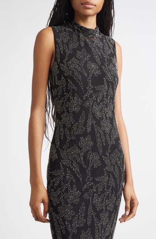 Veronica Beard Sylven Beaded Mock Neck Maxi Dress In Black