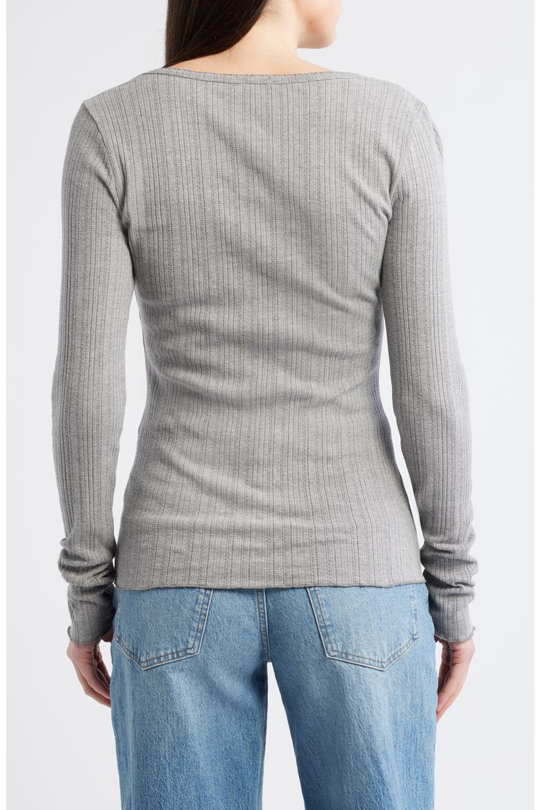 Paradise Pointelle Organic Cotton Blend Long Sleeve T-Shirt, Alternate, color, MEDIUM GREY HEATHER