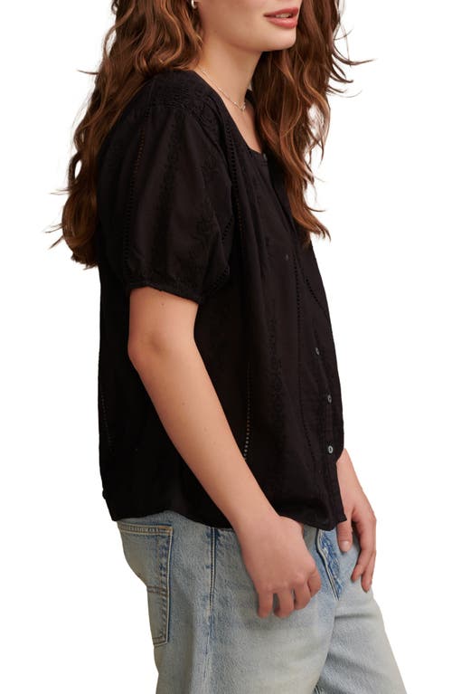 Lucky Brand Smocked Shoulder Top In Animal Print