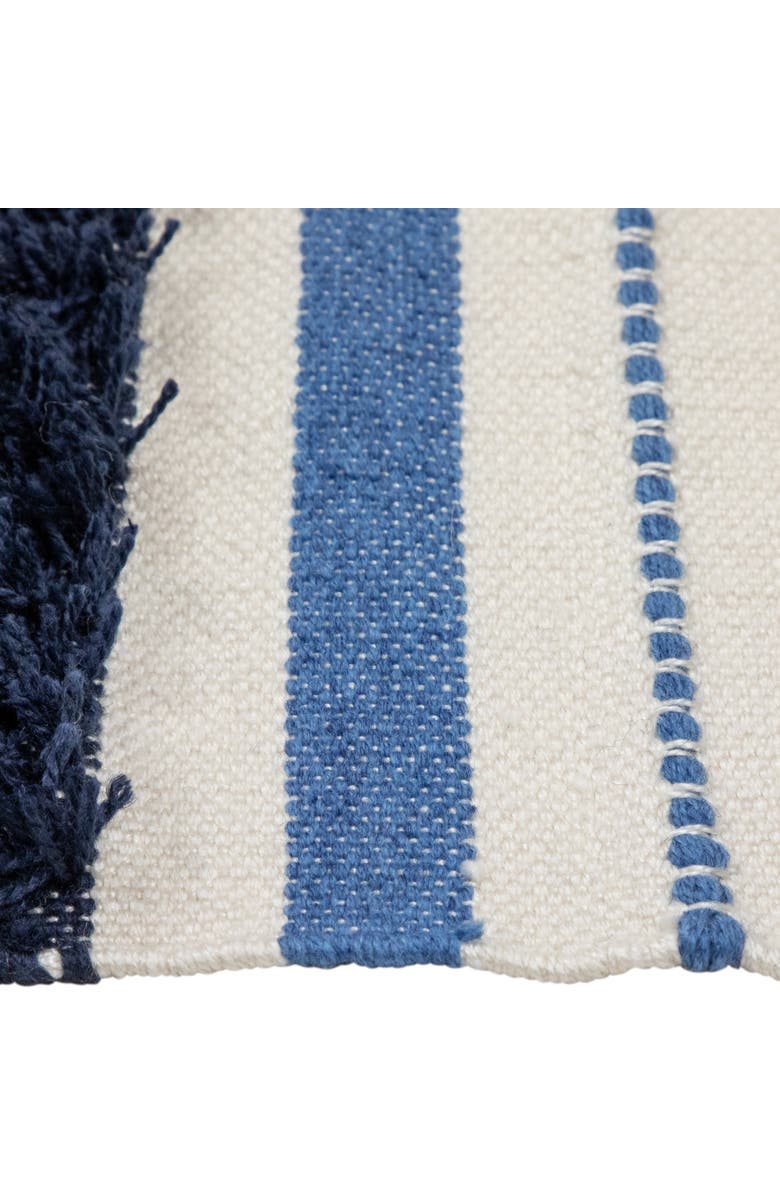 Northlight 3.5' x 2.25' Blue, Cream and Black Striped Handloom Woven Outdoor Accent Throw Rug, Alternate, color, Blue