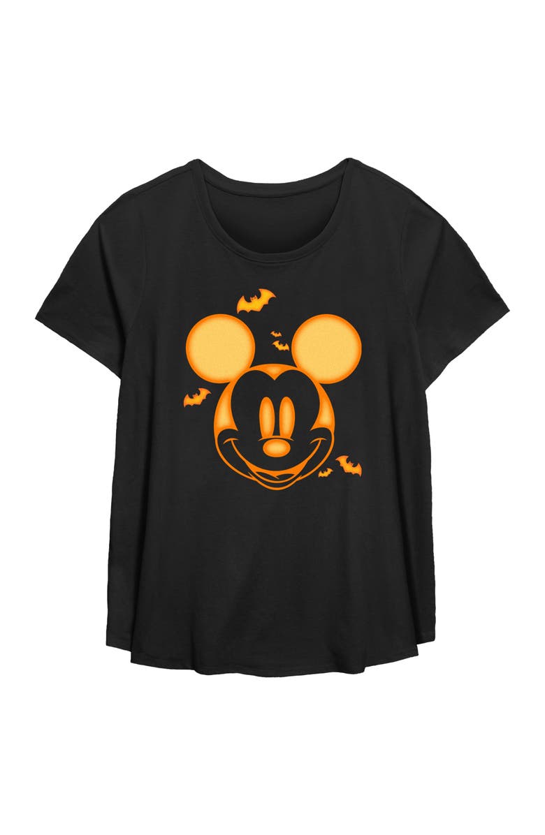 Mickey & Friends Women's Mickey & Friends Halloween Pumpkin Face Graphic T-Shirt, Main, color, Black