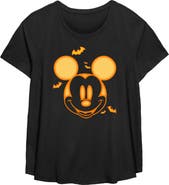 Mickey & Friends Women's Mickey & Friends Halloween Pumpkin Face  Graphic T-Shirt