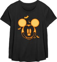 Mickey & Friends Women's Mickey & Friends Halloween Pumpkin Face Graphic T-Shirt