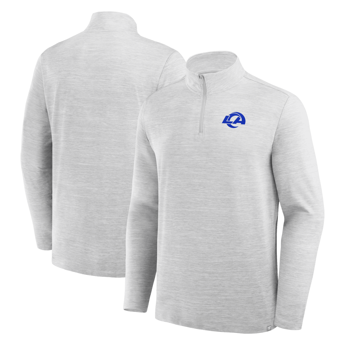 Men's Fanatics Heather Gray Los Angeles Rams Clutch Quarter-Zip Pullover, Main, color, Heather Gray