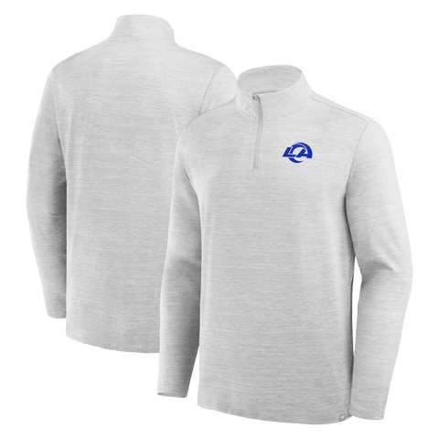Men's Fanatics Heather Gray Los Angeles Rams Clutch Quarter-Zip Pullover