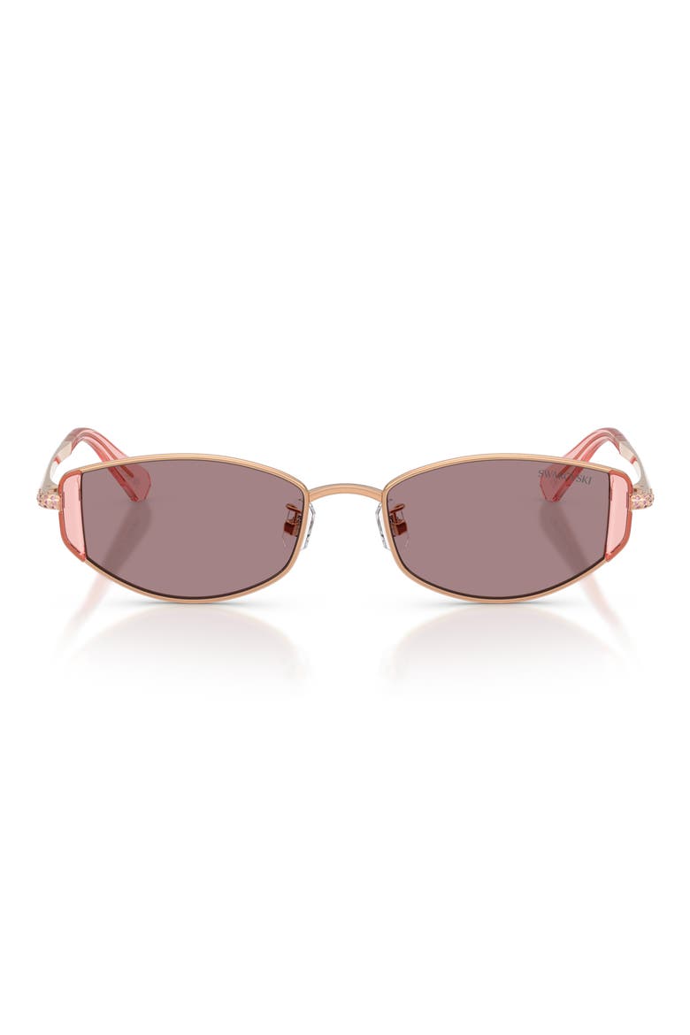 53mm Oval Sunglasses, Main, color, ROSE GOLD / LIGHT PURPLE BROWN