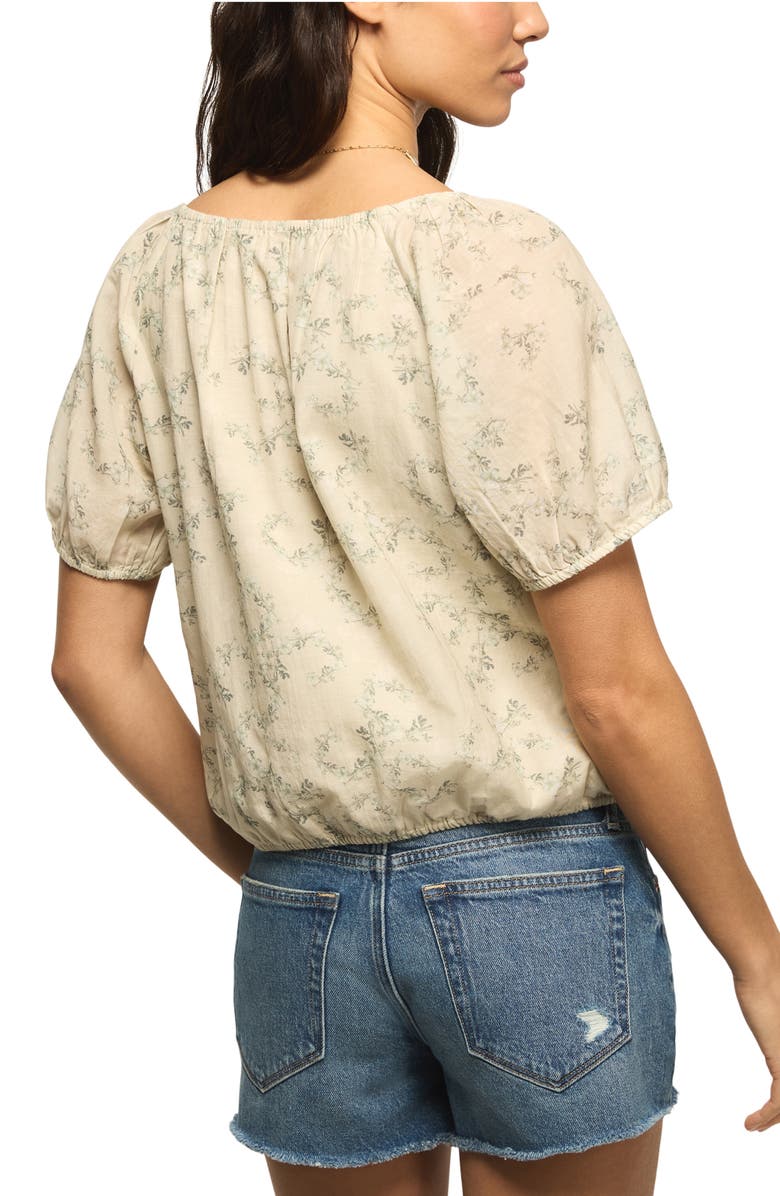 Lucky Brand Bubble Hem Top, Alternate, color, Green Floral
