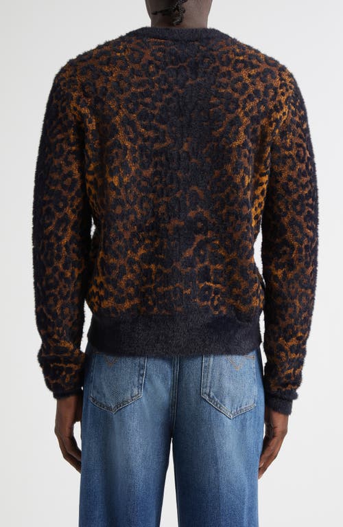 Versace Leopard Jacquard Chenille Knit Sweater In Animal Print