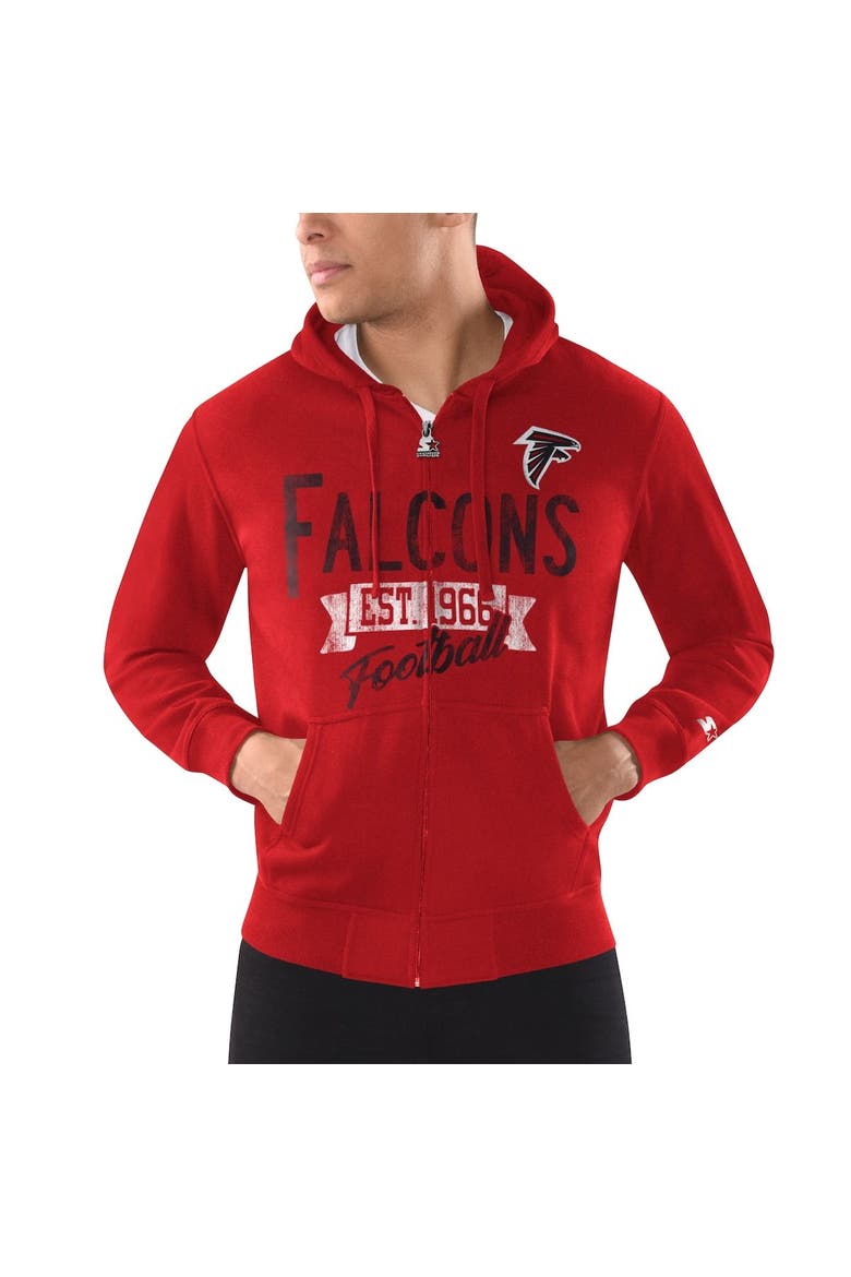 Men's Starter Red Atlanta Falcons Domestic Post Season Full-Zip Hoodie, Main, color, Red