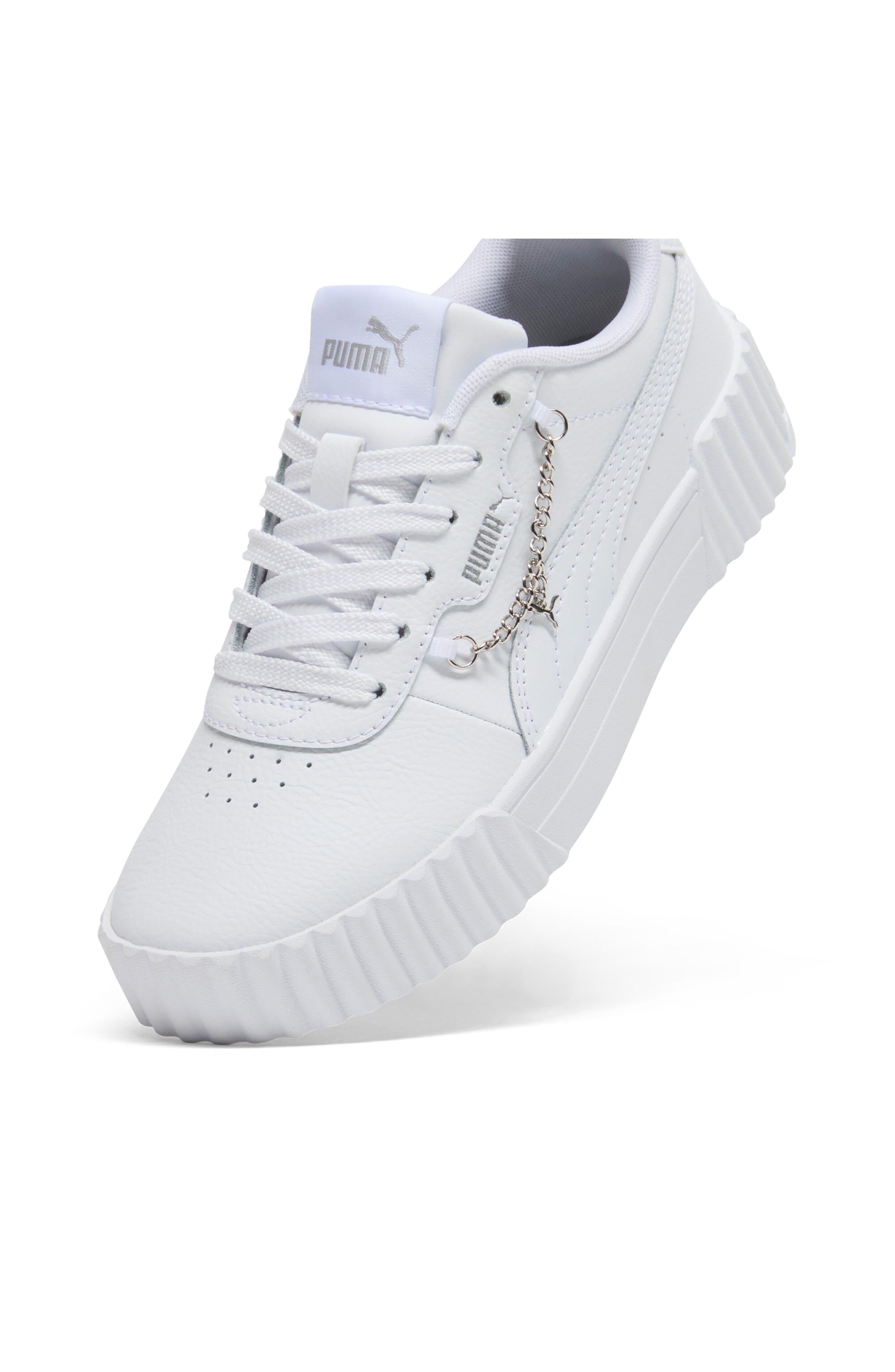 PUMA Kids' Carina 3.0 Low Top Sneaker, Alternate, color, Puma White/ Puma White/ Silver